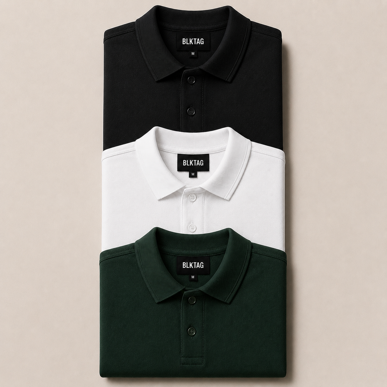 Bundle of 3 Polos (Black, White and Bottle Green)