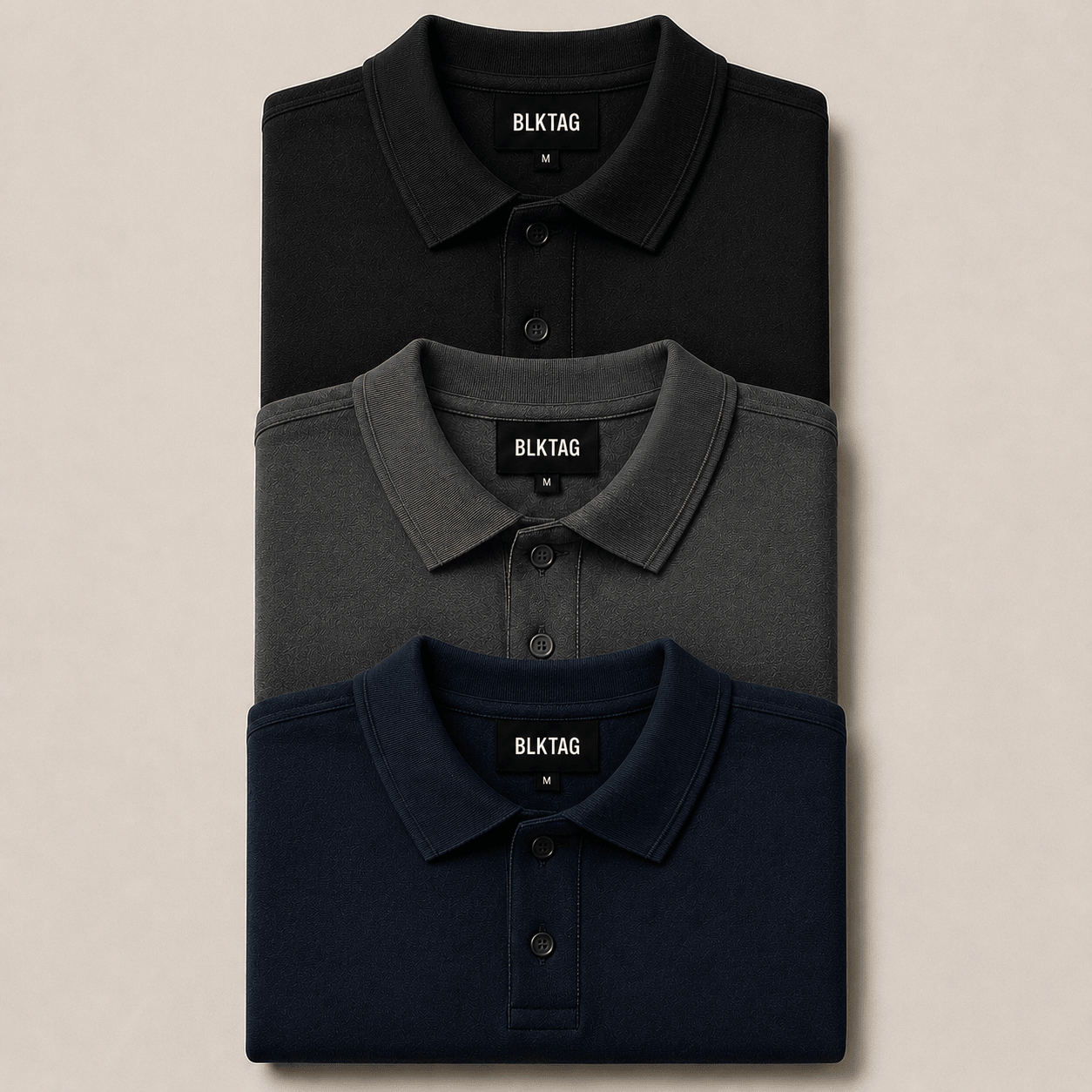 Bundle of 3 Polos (Black, Navy and Grey)