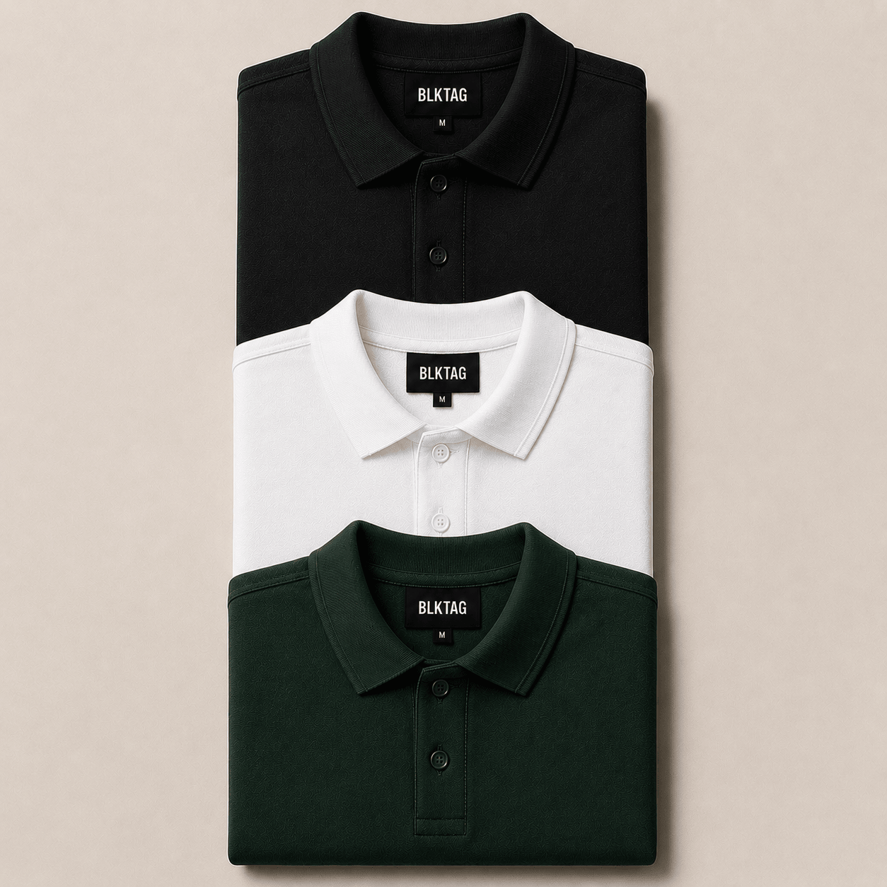 Bundle of 3 Polos (Black, White and Bottle Green)