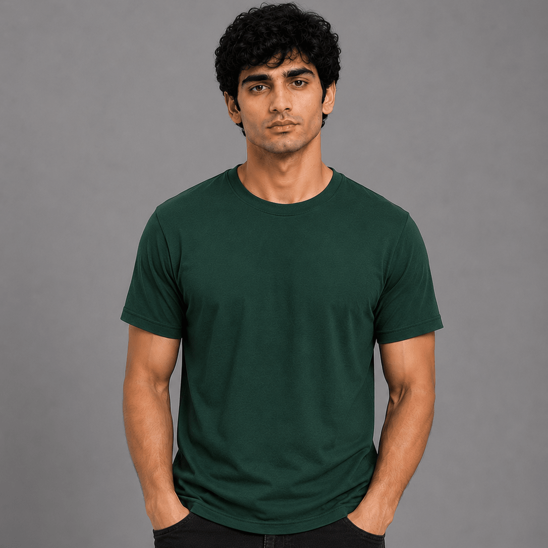 Regular Fit Round Neck T-Shirt - Bottle Green