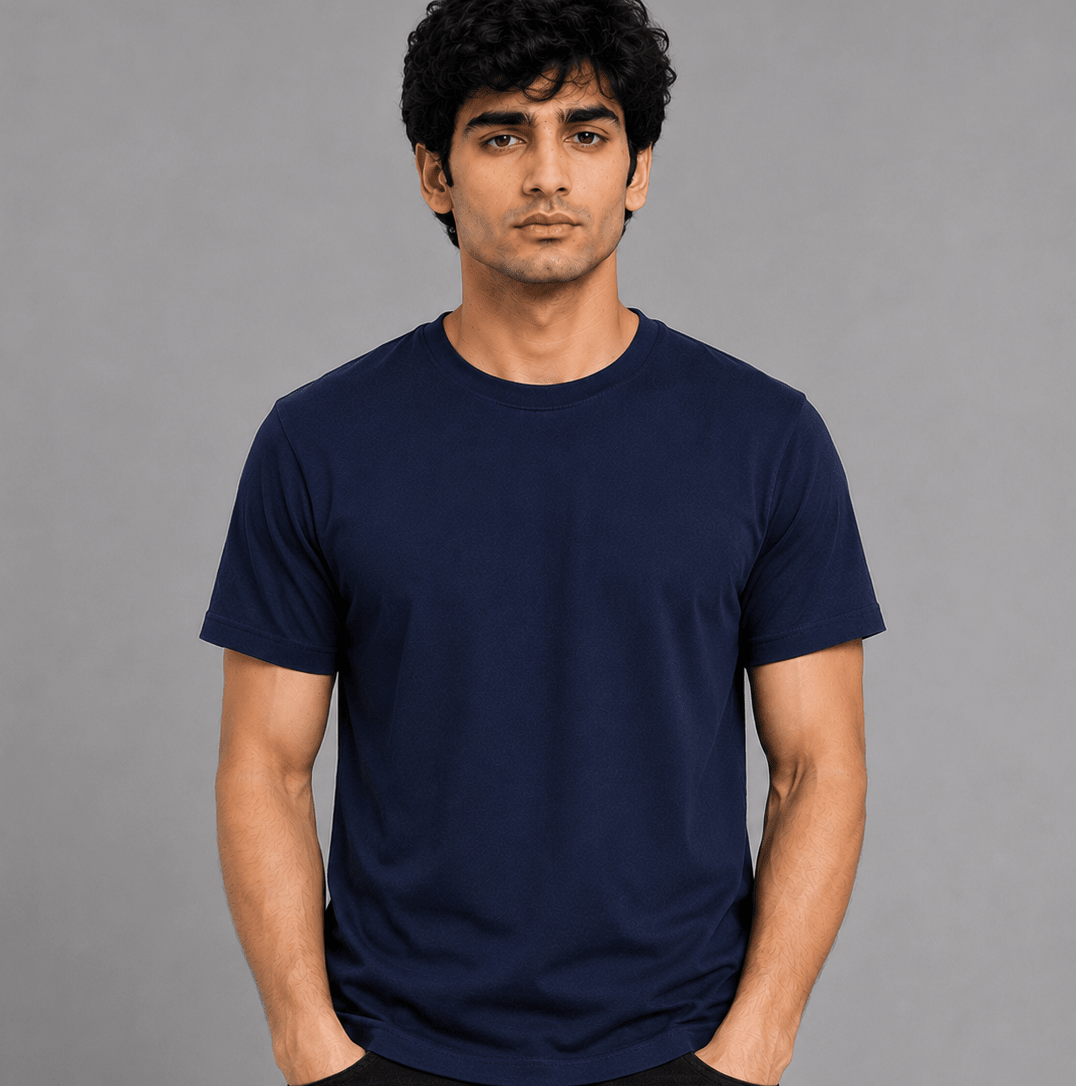 Regular Fit Round Neck T-Shirt - Navy Blue