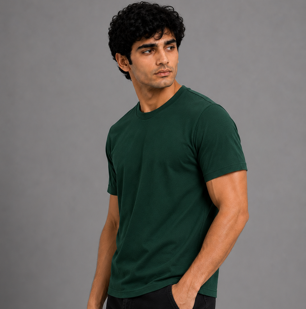 Regular Fit Round Neck T-Shirt - Bottle Green