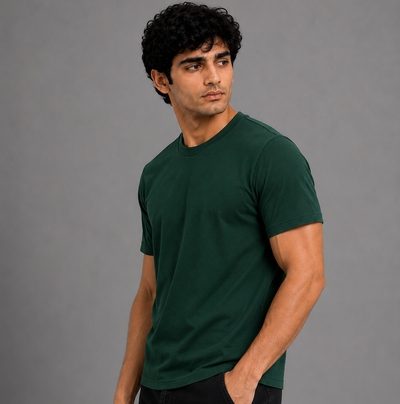 Regular Fit Round Neck T-Shirt - Bottle Green