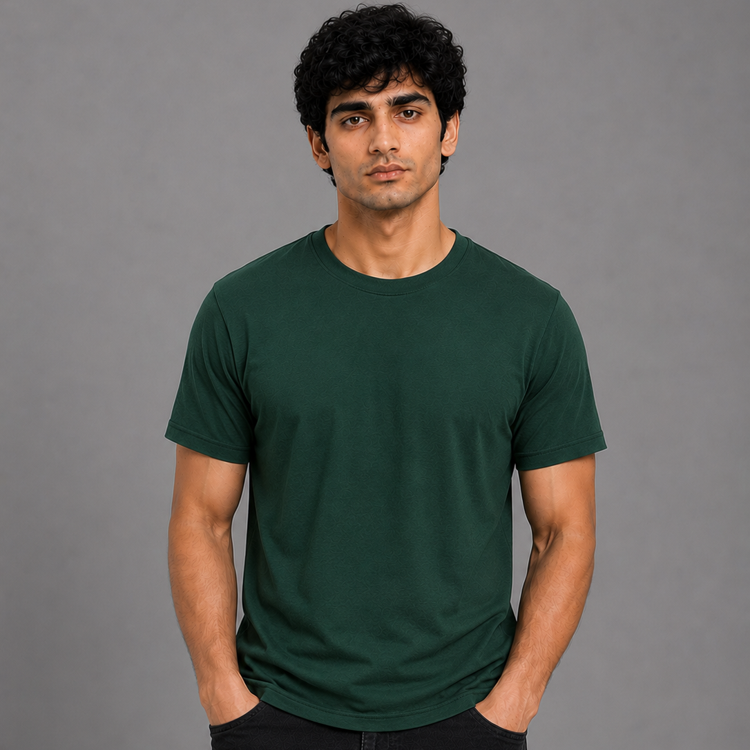 Regular Fit Round Neck T-Shirt - Bottle Green