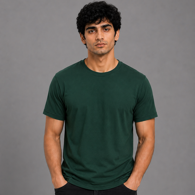 Regular Fit Round Neck T-Shirt - Bottle Green