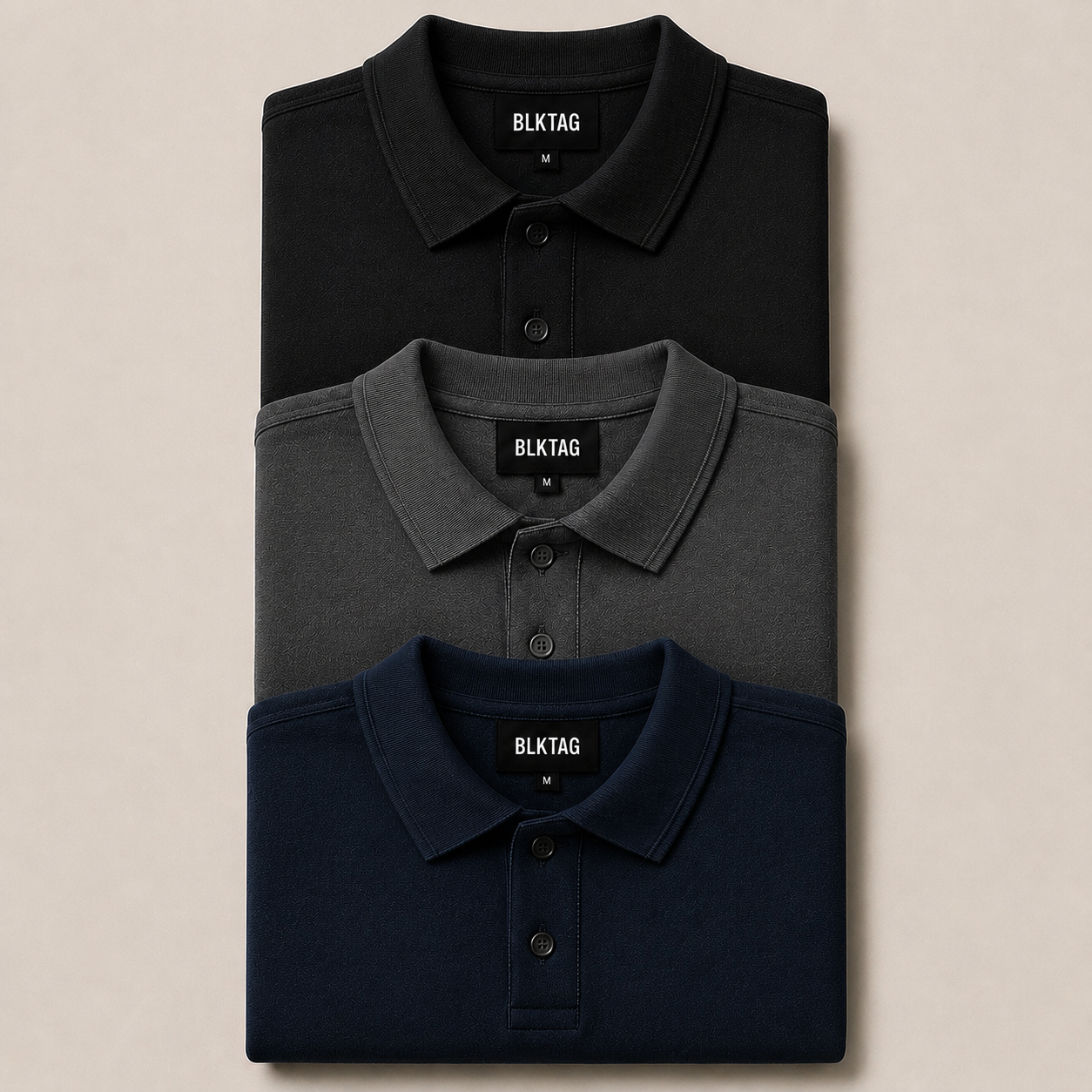 Bundle of 3 Polos (Black, Navy and Grey)