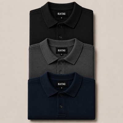 Bundle of 3 Polos (Black, Navy and Grey)