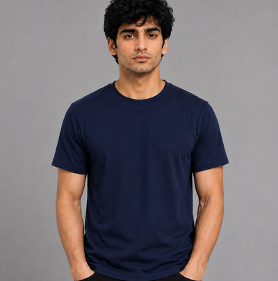 Regular Fit Round Neck T-Shirt - Navy Blue