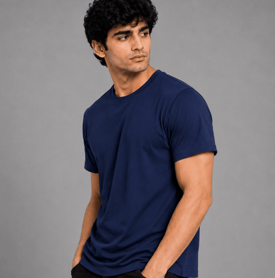 Regular Fit Round Neck T-Shirt - Navy Blue 
