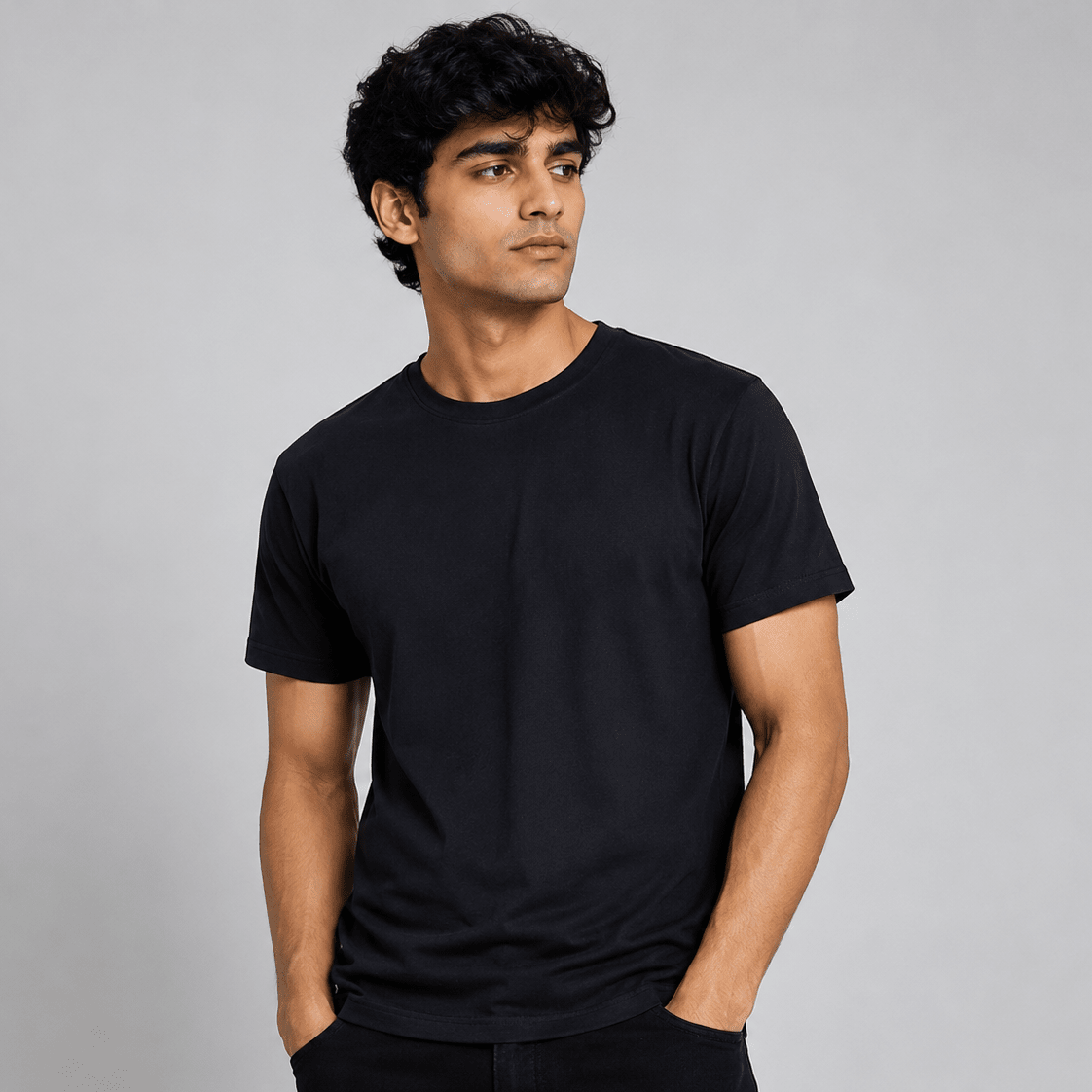 Regular Fit Round Neck T-Shirt - Steel Grey 